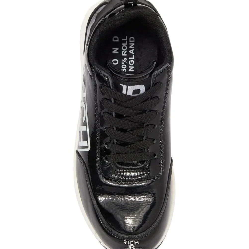 $495 - JOHN RICHMOND Black Graphic Logo Sneaker Women's 7 (EU 37) Patent